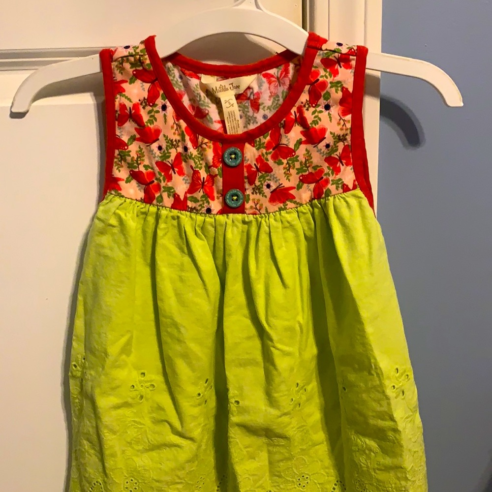 Matilda Jane size 8 top. Lime green and red